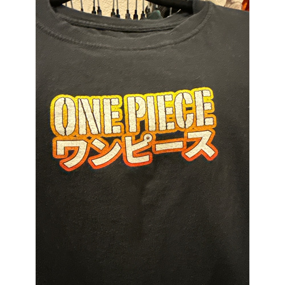 One Piece Anime‎ T-Shirt Mens Large Black Straw Hat Crew Graphic Back Print Tee
